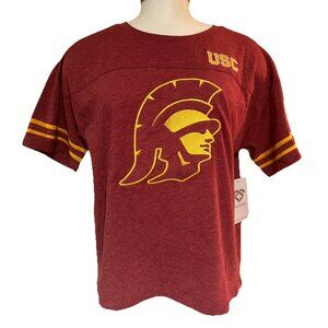 USC Trojans Colosseum Athletics Red Stripe Recycled SS T-Shirt Women's M NEW